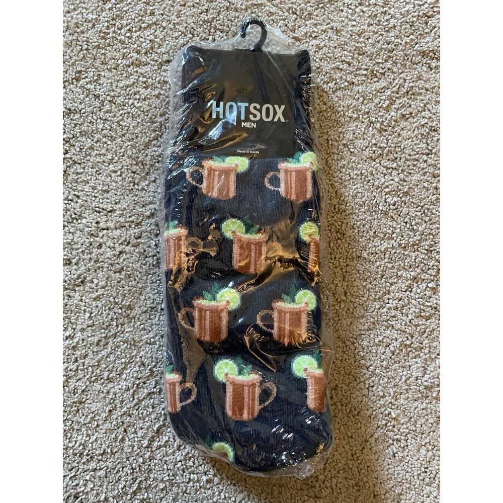 Hot Sox Men's Socks Novelty Moscow Mule Navy Brown Green White Size 10-13 1 Pair